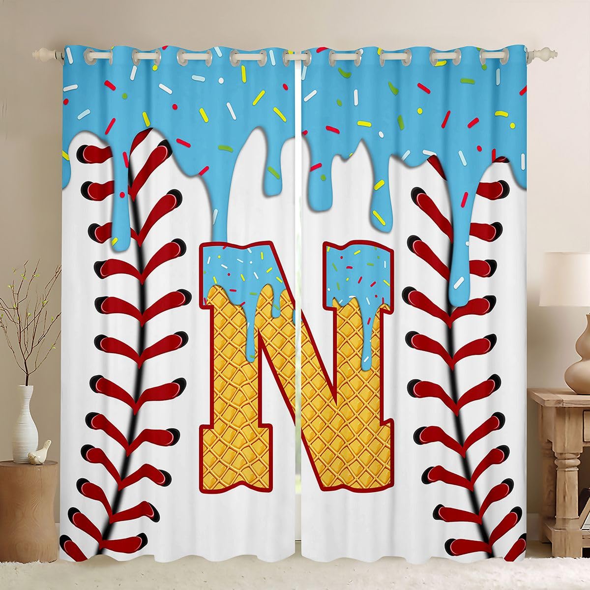 Rideau occultant baseball 140x245 cm pour décorer une chambre d'enfant