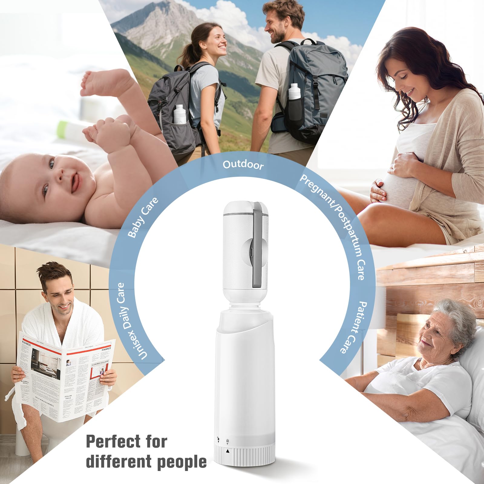 Upgrade SPACEREST Portable Bidet for Travel with 360ml Bottle No Noise Waterproof Handheld Sprayer Rechargeable Electric Portable Bidet — view 9