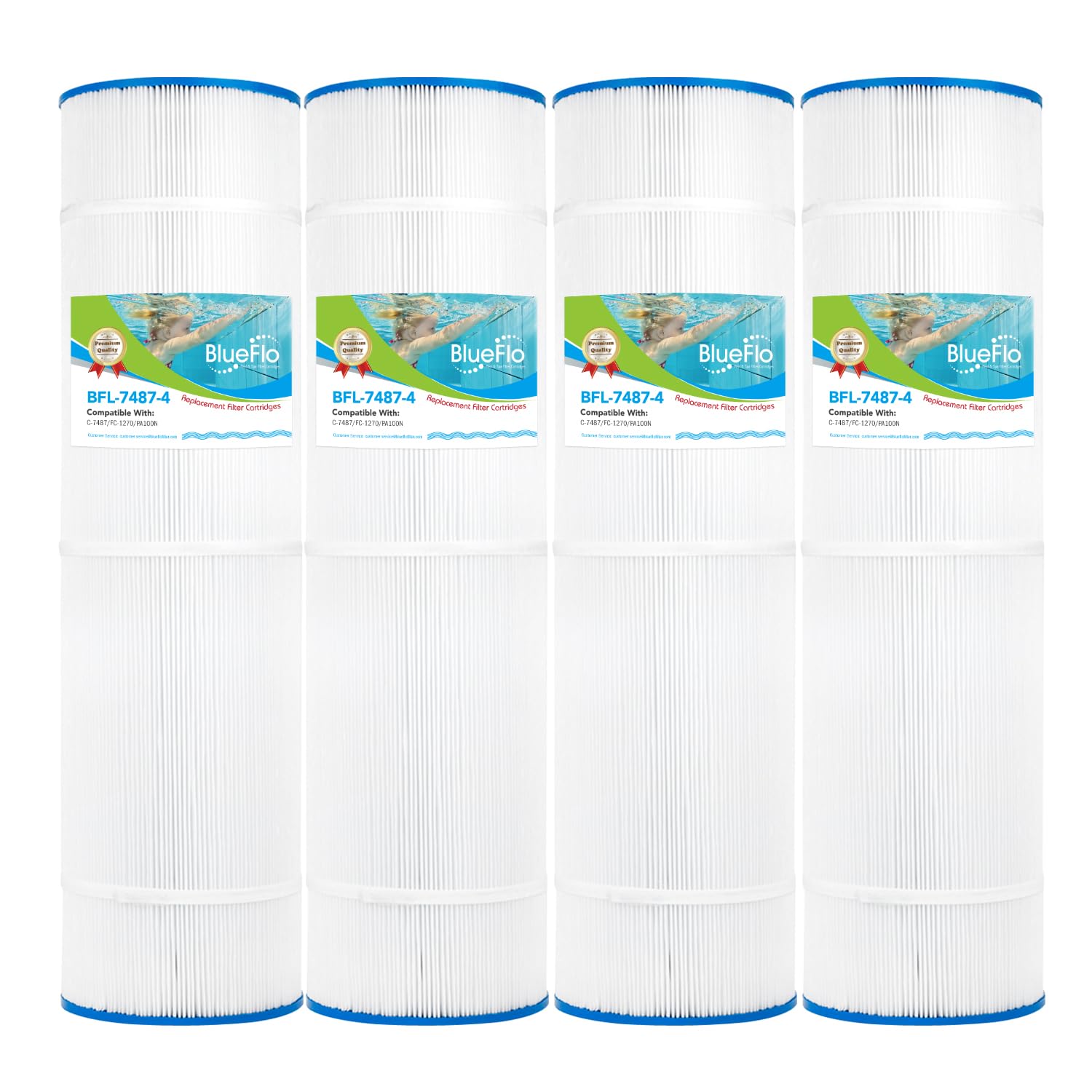 BLUEFLO Pool Filter Cartridge Replaces for Unicel C-7487, Pleatco PA100N, Hayward C4000, C4020, C4000S, Filbur FC-1270, Hayward CX870RE, CX870-XRE, 4 Pack