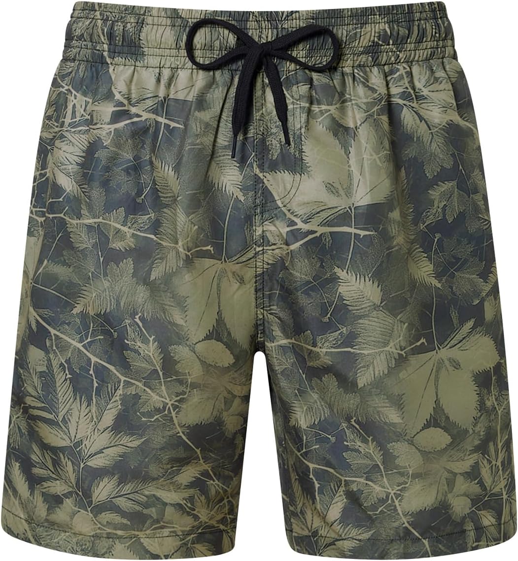 Men Swim Trunks Drawstring Elastic Waist Quick Dry Beach Shorts with Mesh Lining Swimwear Bathing Suits