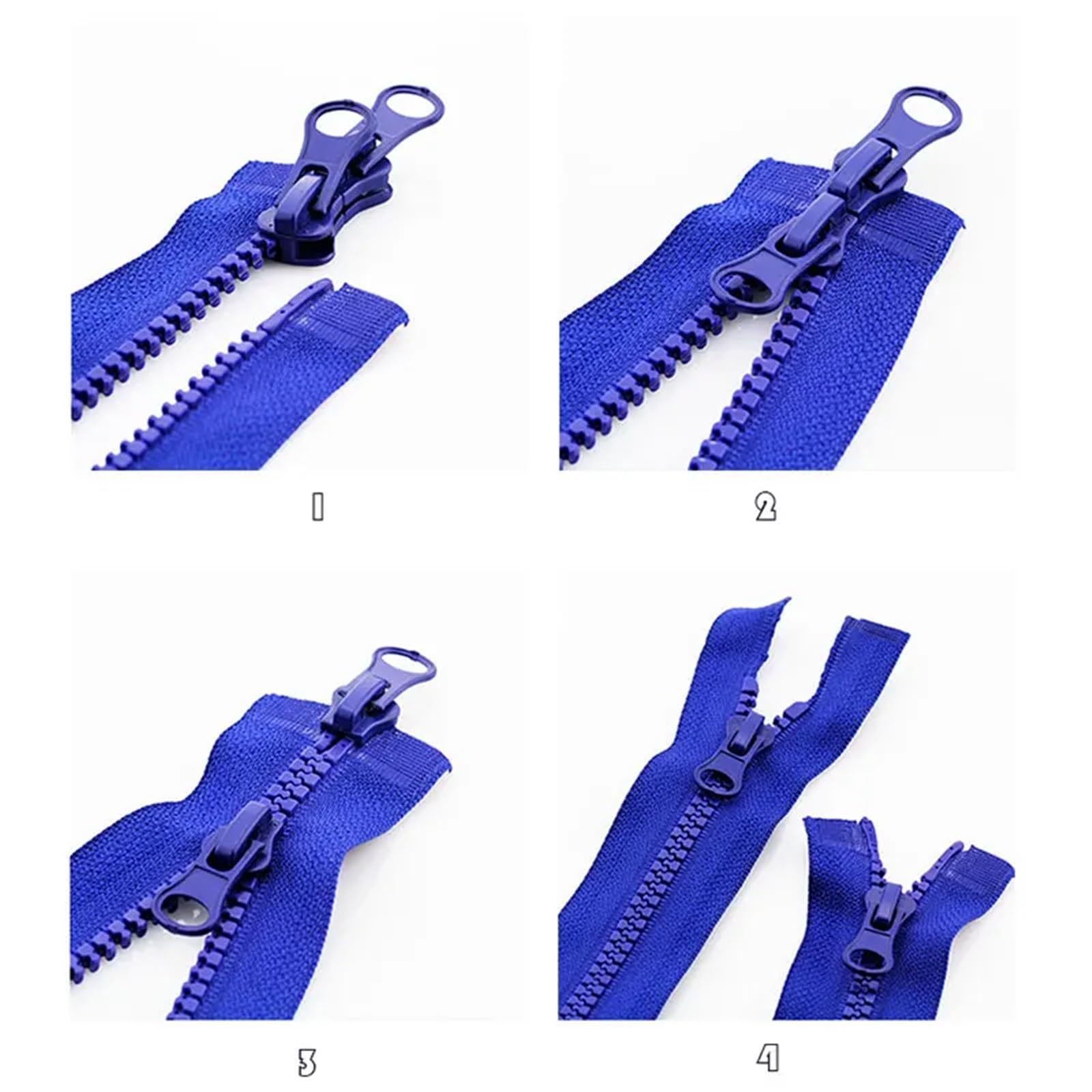 zamki do szycia, Kurtka z zamkiem błyskawicznym 3 szt., podwójny zamek błyskawiczny do ubrań, akcesoria śpiwora, dwukierunkowy podwójnym otwarciem(Milk White,80CM-5#)