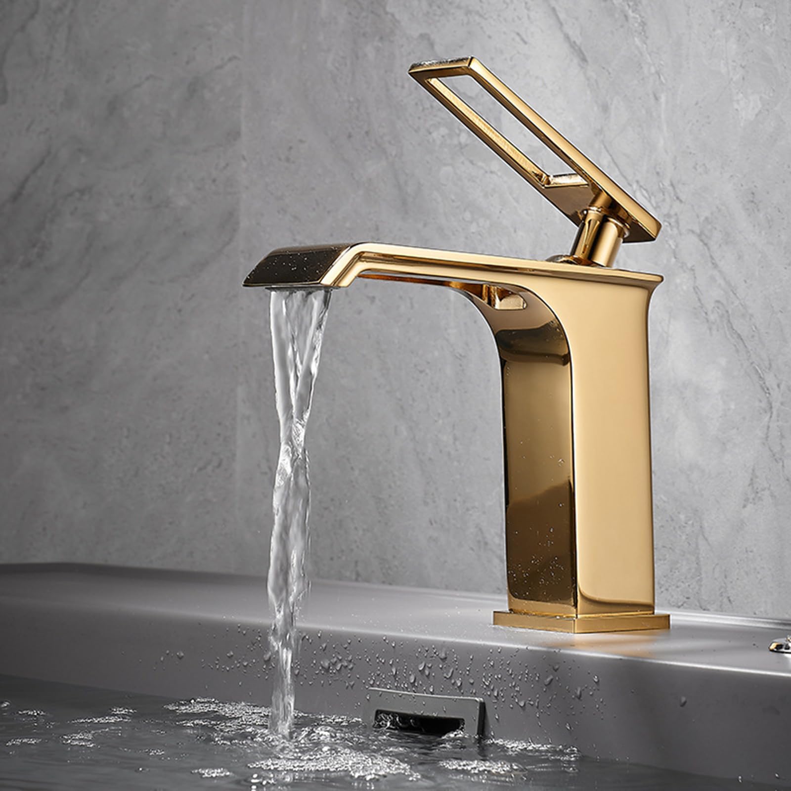 ANVLOJRIH Bathroom Sink Taps Basin Mixer Tap Bathroom Faucets Mixer Waterfall Gold Basin Taps Waterfall Taps Basin
