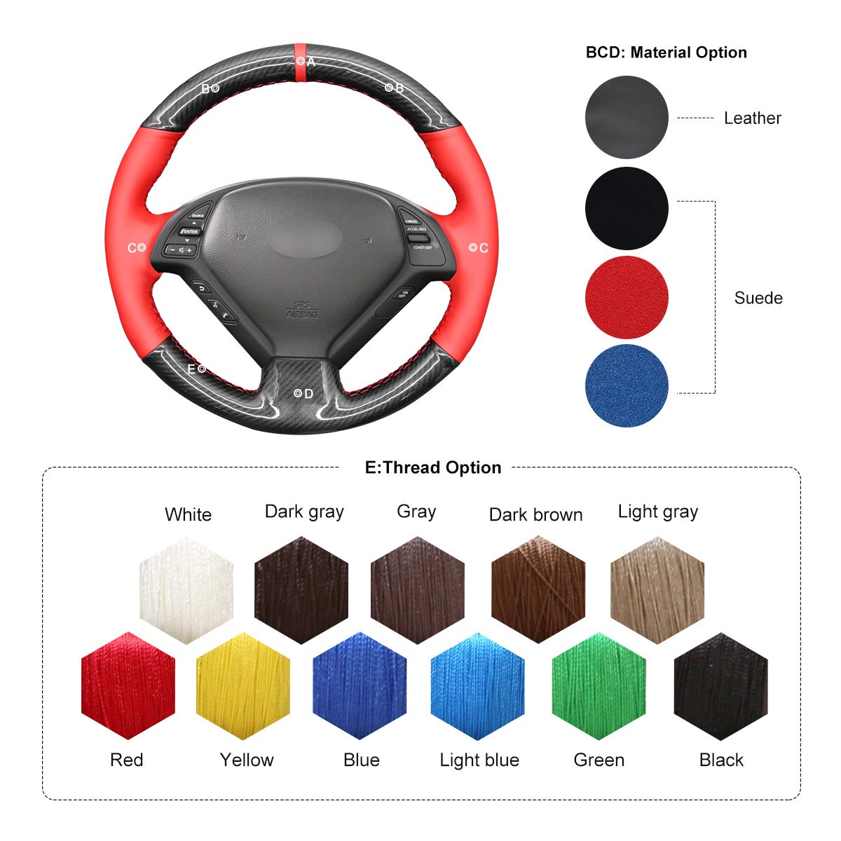 MEWANT Funda de Volante para Coser Volante de Piel sintéTica Cosida a Mano