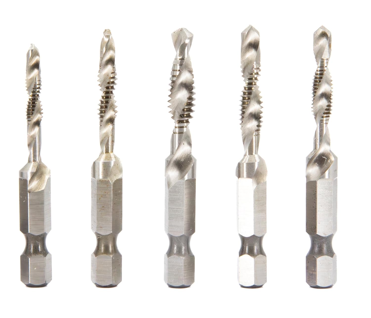 Drill America 6 Piece Metric Combined Drill Tap and Countersink Set with 1/4" Quick Change Hex Shank
