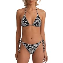 Womens Sexy Triangle Bikini Sets Textured Halter String Swimsuits 2 Piece Tie Side Bathing Suits High Cut Swimwear