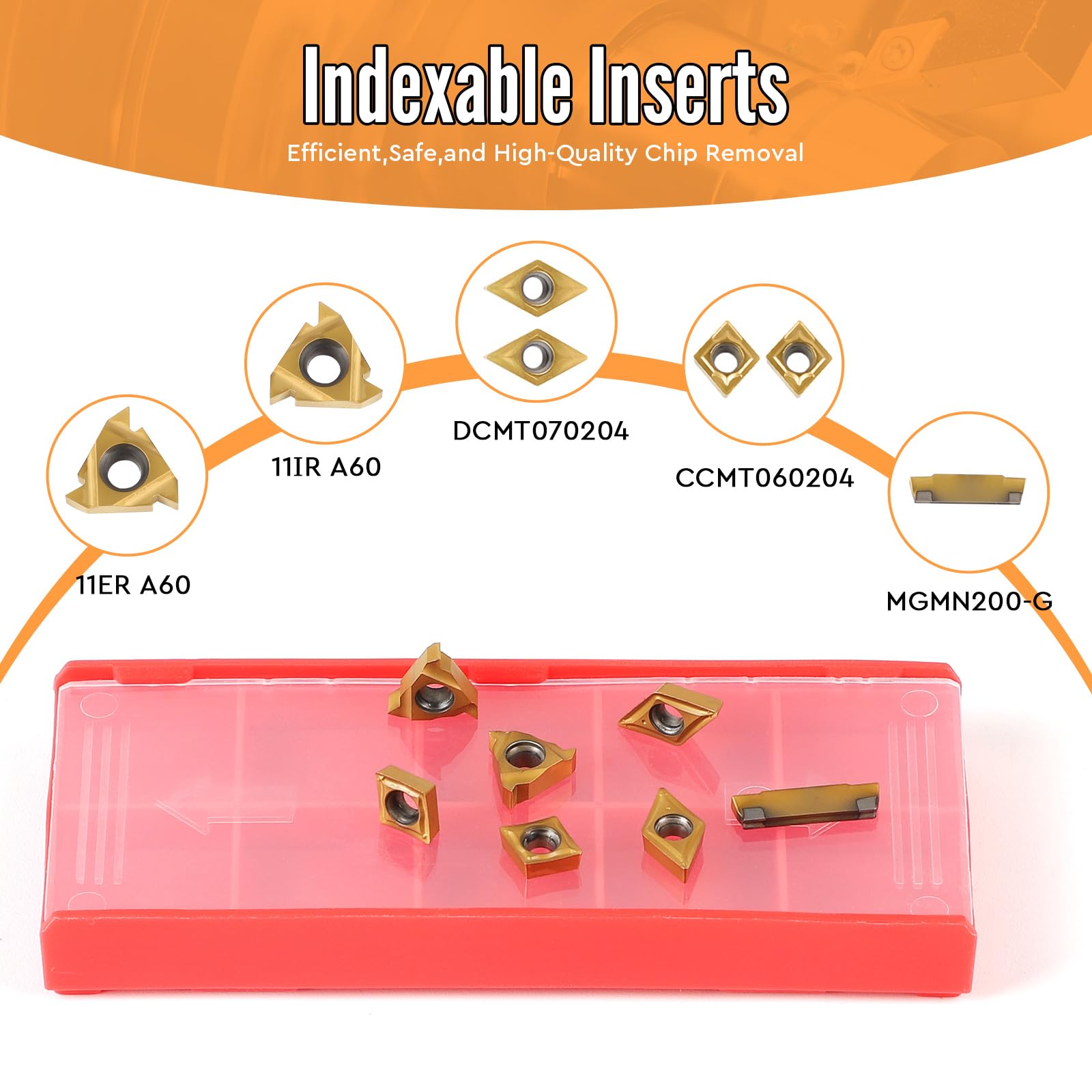 SWAWIS 21 Piezas 10mm Herramientas de Torneado Indexables Kit, Herramientas de Torno Set con Inserto de Metal Duro para Rectificado de Corte Acabado de Superficie de la Pieza