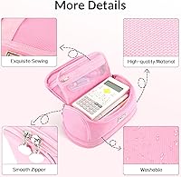 Vista 6 de Sooez - Estuche de gran capacidad para lápices, organizador de lápices con almacenamiento grande expandible, bolsa de papelería portátil de alta