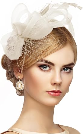 Zinniday Vintage Feather Derby Hats - 2026 Victoria Fascinators Attire Headwear, 1920s Kentucky Tea Party Hats for Women