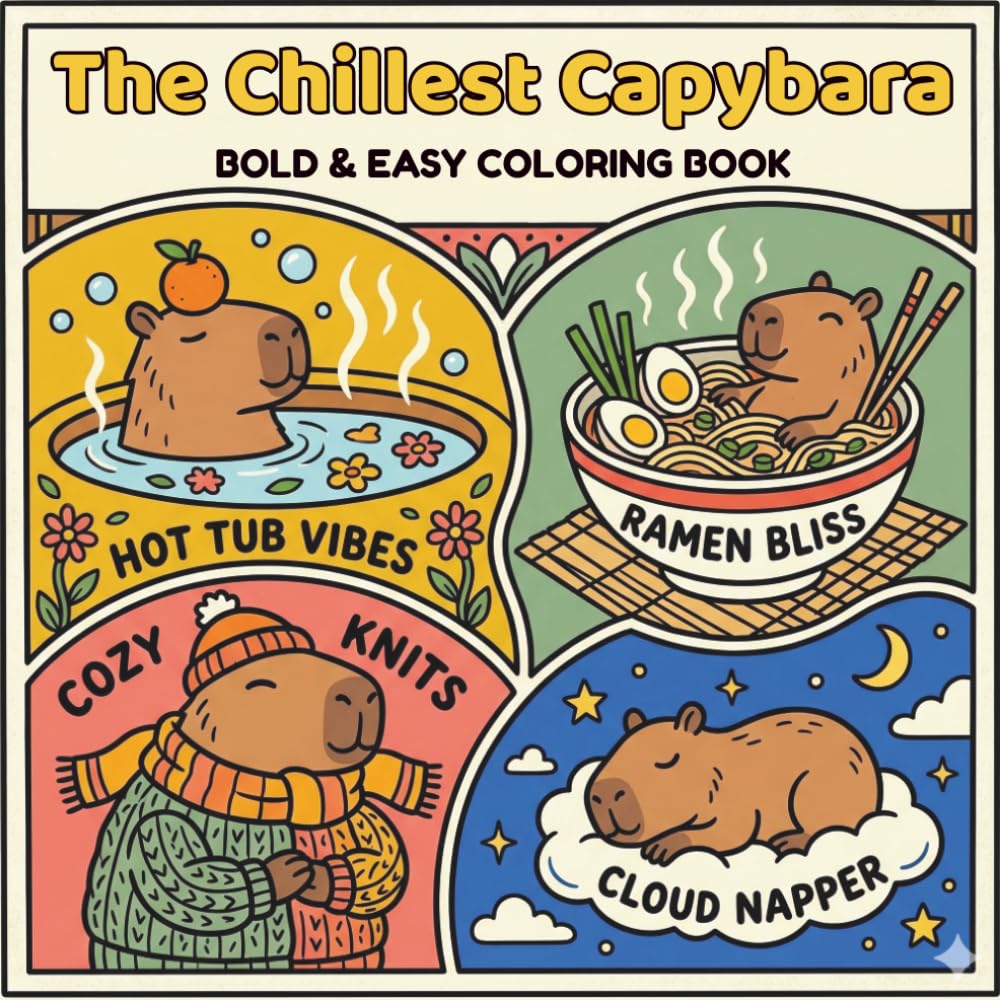 The Chillest Capybara: A Bold and Easy Coloring Book for All Ages: Simple Aesthetic Scenes of Cozy Capybaras, Spa Days, and Soft Life Relaxation (The Bold & Easy Ultimate Nature Series)