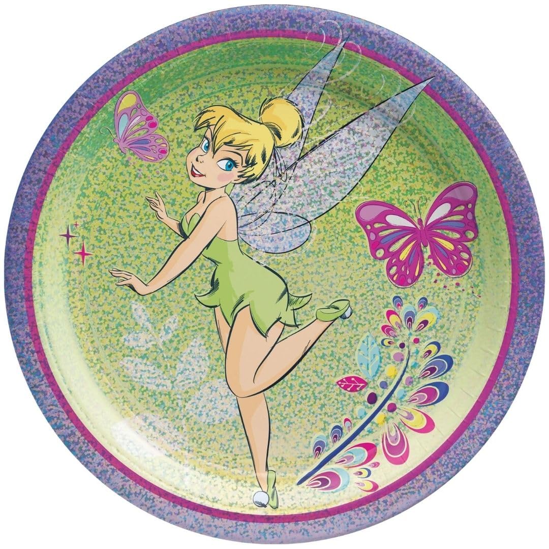 amscan Piatti di carta rotondi prismatici Campanellino multicolore (17,8 cm) confezione da 8, vivaci stoviglie per feste per compleanni, celebrazioni ed eventi