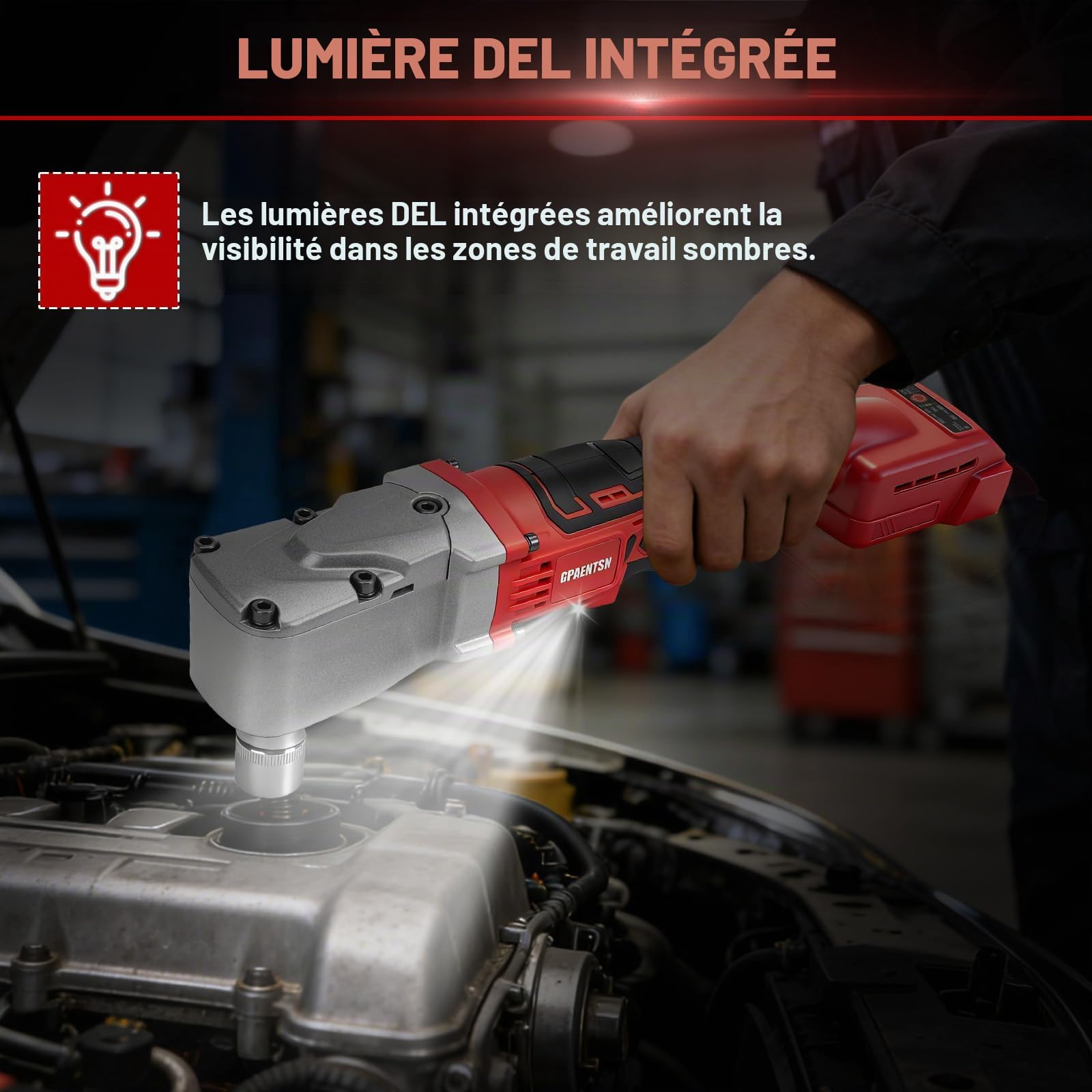 Clé à chocs électrique à angle droit compatible avec Milwaukee M18, 1,27 cm 280 Nm, tournevis à cliquet sans fil à couple élevé avec vitesse variable (batterie non incluse)