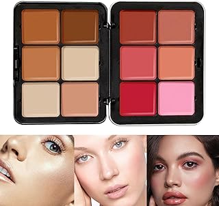 12 Colors Cream Blush | Blush Makeup Palette For Cheeks - Blusher Palette, Color Correcting Concealer Foundation Palette Smudge Proof, Blendable, Long Wearing For Blendable, Buildable