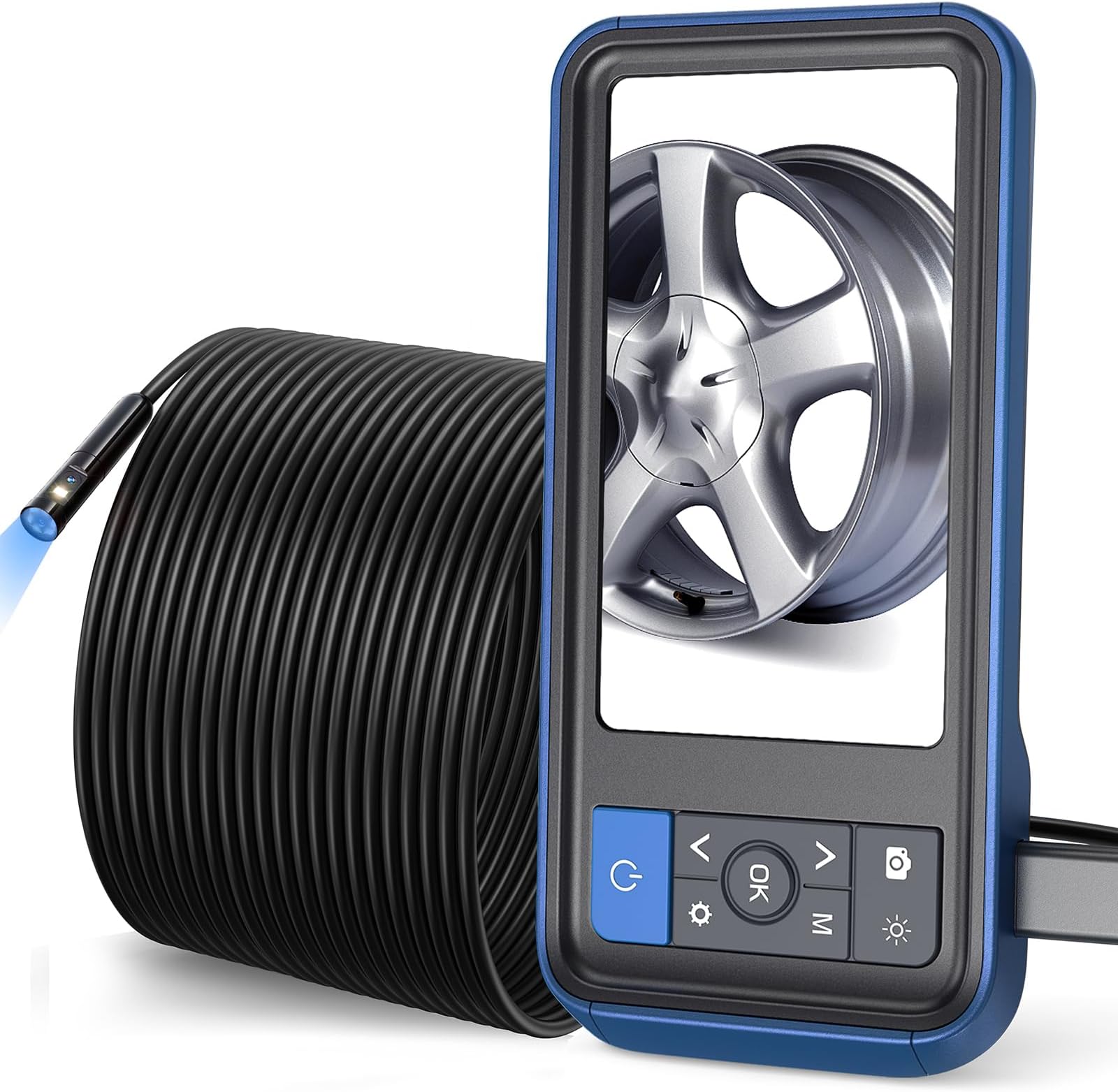 50ft Industrial Endoscope Camera with Light, Dual Lens Borescope Inspection Camera, HD Video Scope Camera with Screen, Flex Cable, 1080p, Snake Camera, Sewer, Plumbing, Pipe, Wall, Drain, Waterproof