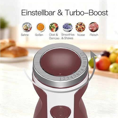 Miniatura 4 de MegaWise Juego de batidora de mano 3 en 1 con control de velocidad variable, licuadora de inmersión de 400 W, incluye batidor, espumador de leche,