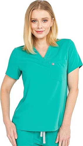 Miniatura 15 de Mediclo Sal Essential - Camiseta médica para mujer, respetuosa con el medio ambiente, sostenible, con cuello en V, bolsillo en el pecho, ropa de