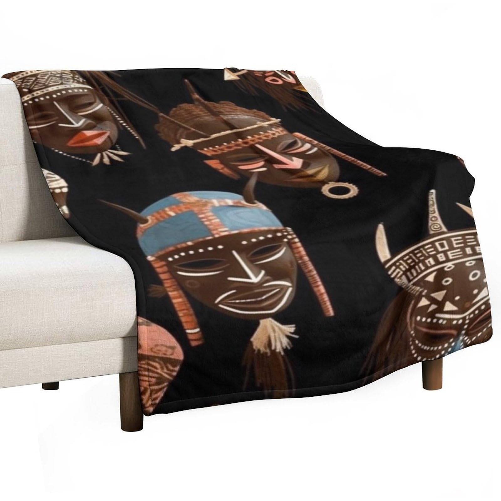 Couverture flanelle douce imprimé africain ethnique pour lit et canapé