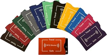 Set of 12 Assorted Color RFID Blocking Sleeves for Identify Theft Protection