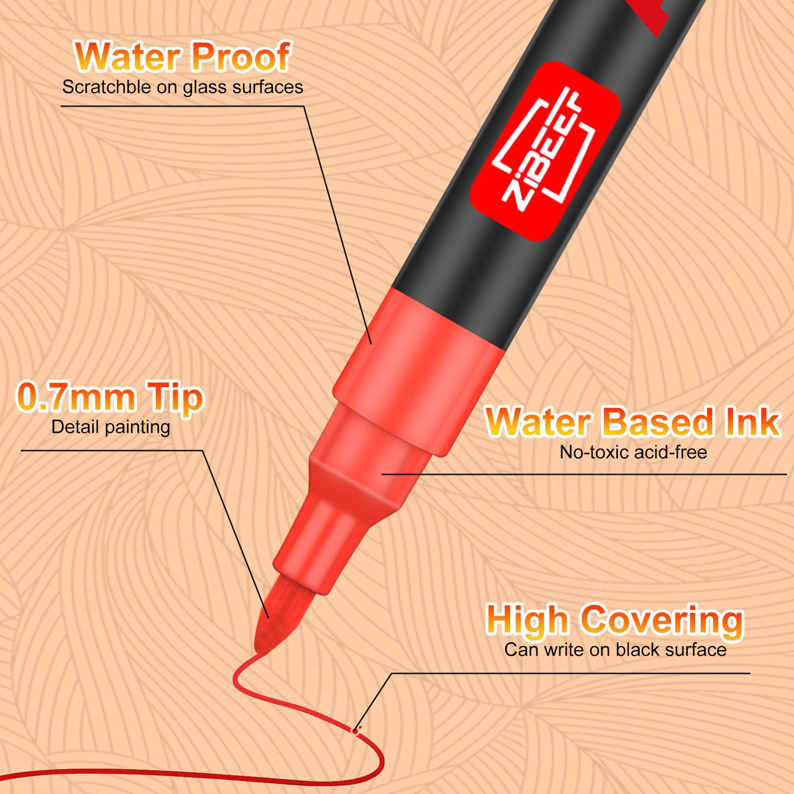 AnyMark 24 Kleuren Acrylverf Markers, Dubbele Punt met Kwastpunt en Fijne Punt, Premium Acrylverf Pennen voor Steen, Hout, Kalligrafie, Glas, Rotsbeschildering en DIY-Knutsels