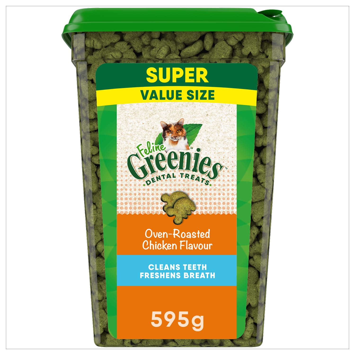 FELINE Natural Dental Care Cat Treats Oven Roasted Chicken Flavor, 21 oz. Tub