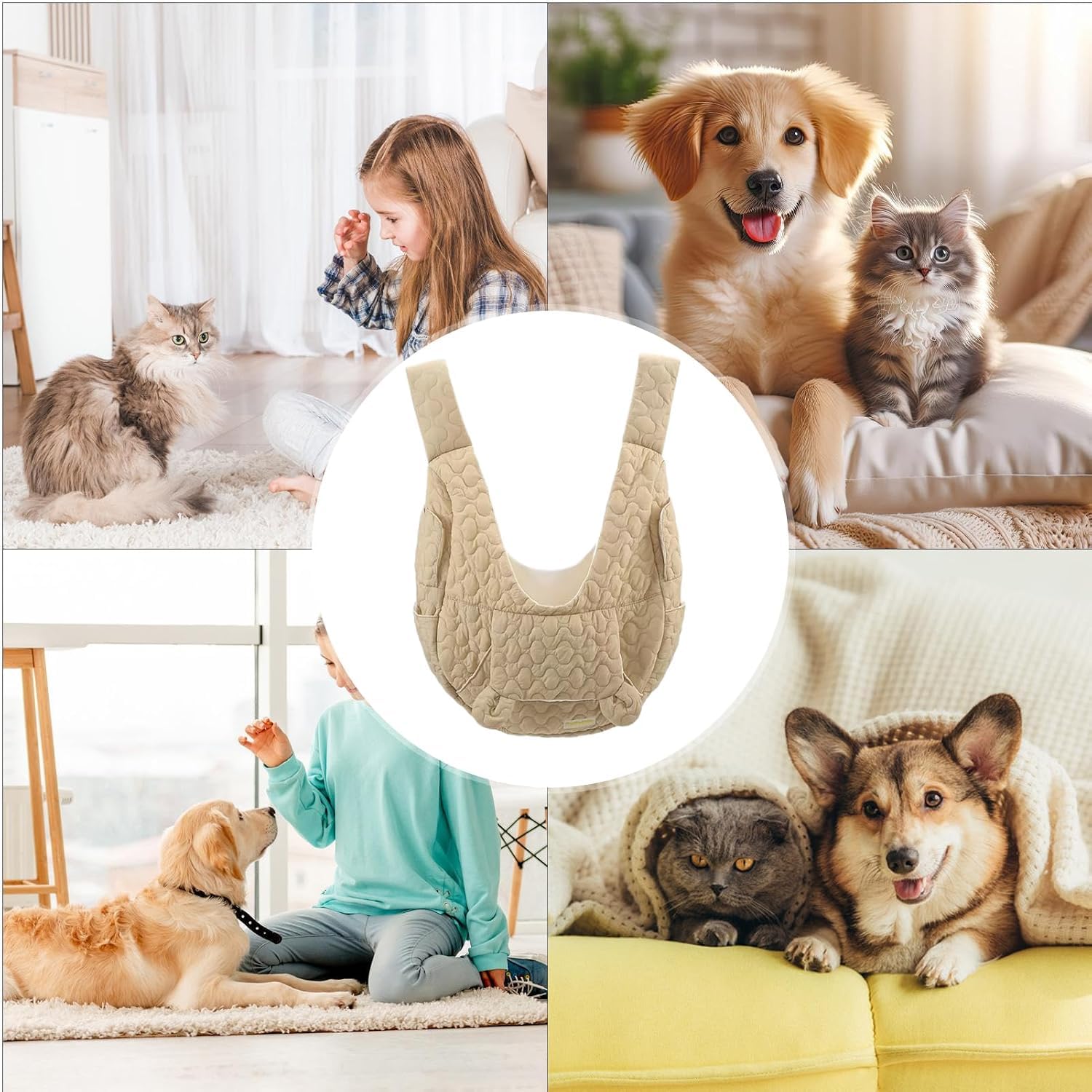 HoldOneLight Mochila Transportín para Perros y Gatos Bolsa Manos Libres para Perros Pequeños hasta 10 kg con Correa Ajustable