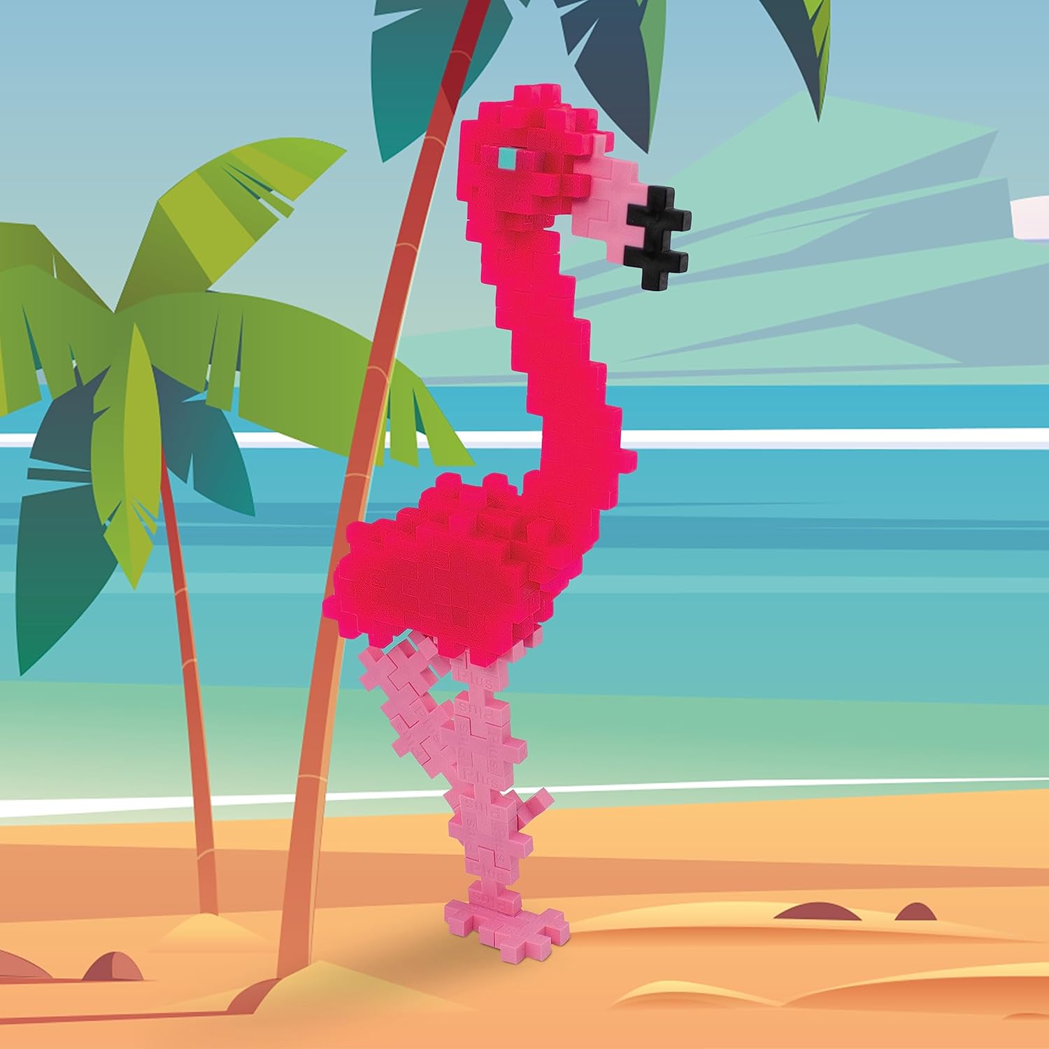 PLUS PLUS 3D Animal Figurine Building Block Set, 70 Mini Interlocking Puzzle Pieces, Fun STEM Toys for Kids - Flamingo Mini Maker Tube - Image 2