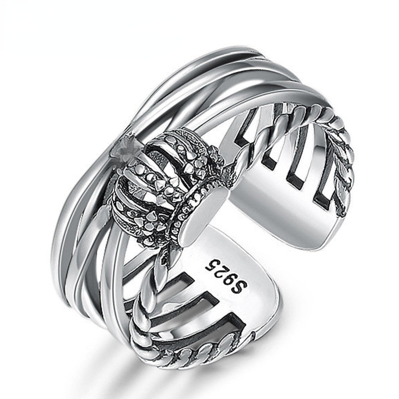 DELURA Sterling Silver Smiley, Crown Adjustable Rings