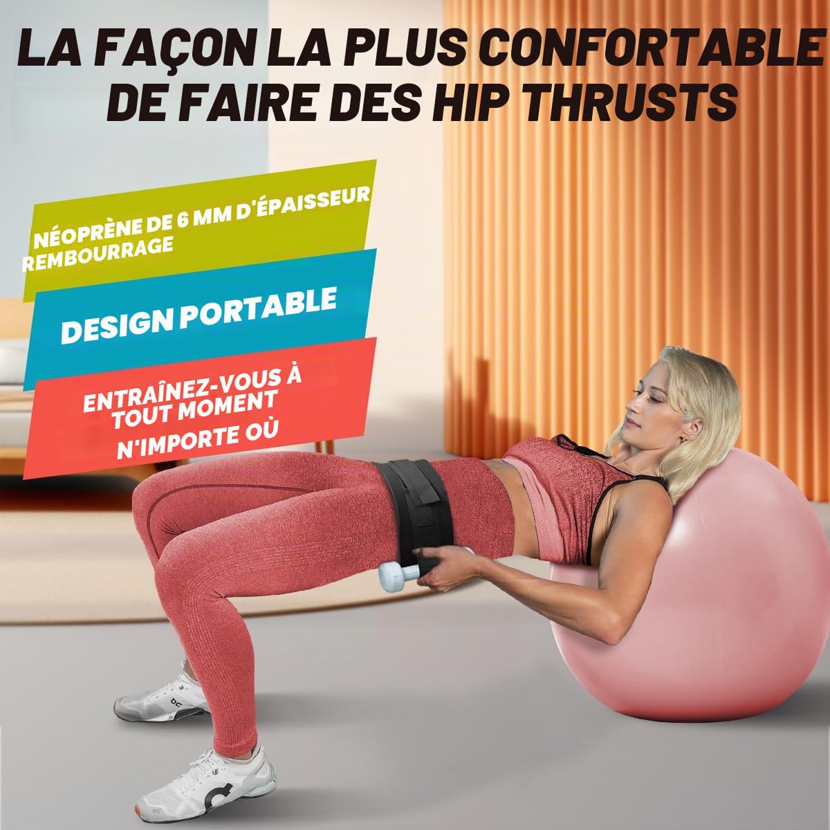Hip Thrust Belt for Dumbbells, Ceinture de poussée de hanche pour haltères, kettlebells, ceinture de fessier pour poussée des hanches, des squats, des dips