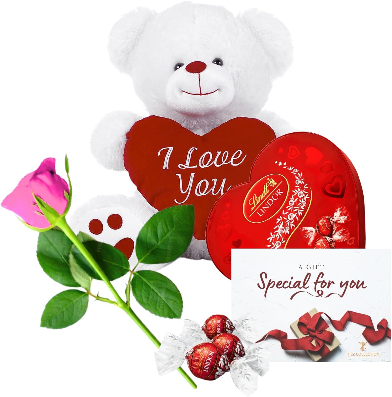 Valentines Gifts For HerHim Artificial Rose, 8" I Love You Teddy