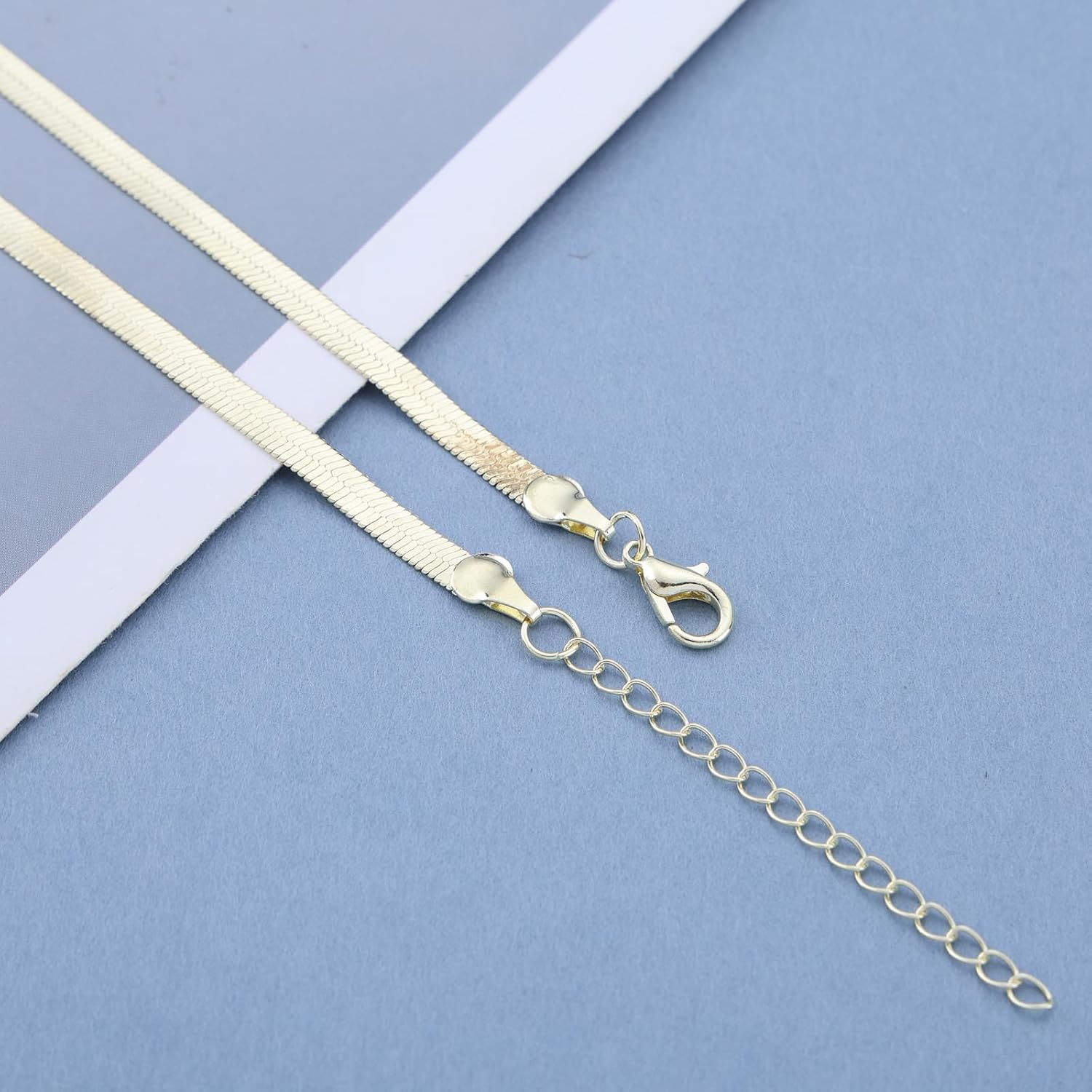 Herringbone Necklace Choker Gold Flat Snake Chain V-Shaped Minimalist Short Collar Jewelry for Women and Girls - Image 7