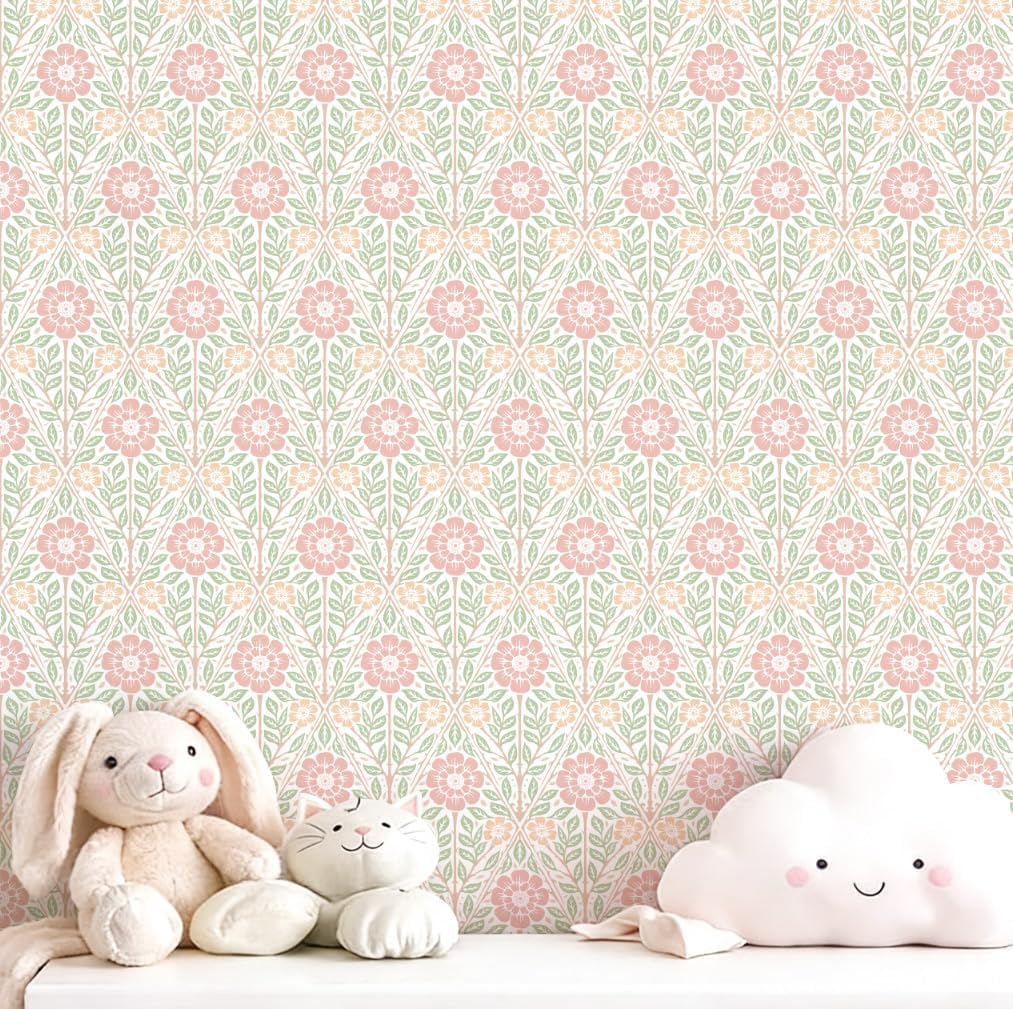 YXTII Floral Peel and Stick Wallpaper, 17.3" x 78.7" French Pastoral Romance Wall Paper Removable Self Adhesive Wallpaper for Bedroom Bathroom Decorative Shelf