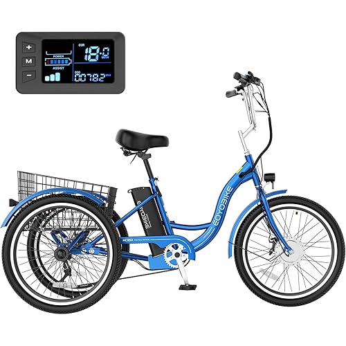 MOONCOOL Adult Electric Tricycle, 350W Front Drive Motor (Peak 700W), 15.5MPH E-Trike, Removable 36V 10.4Ah Battery, Max 60 Miles, 7-Speed 3 Wheel Electric Bike