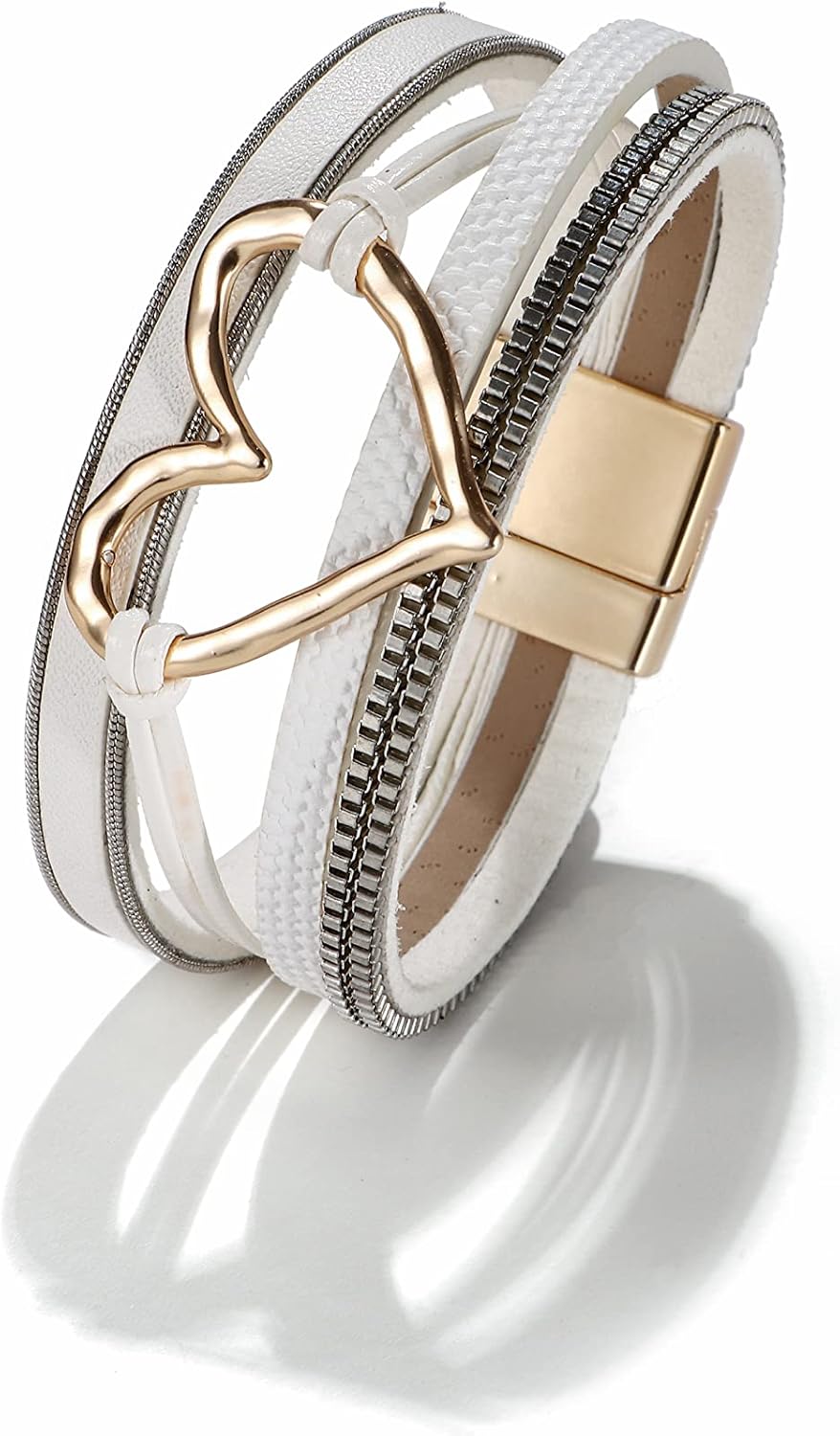 Long tiantian Boho Layered Warp Bracelets Western Jewelry for Women Heart Leather Cuff Bangle Bracelet Trendy Stack Jewelry Western Outfit for Women Birthday Gifts - Image 2