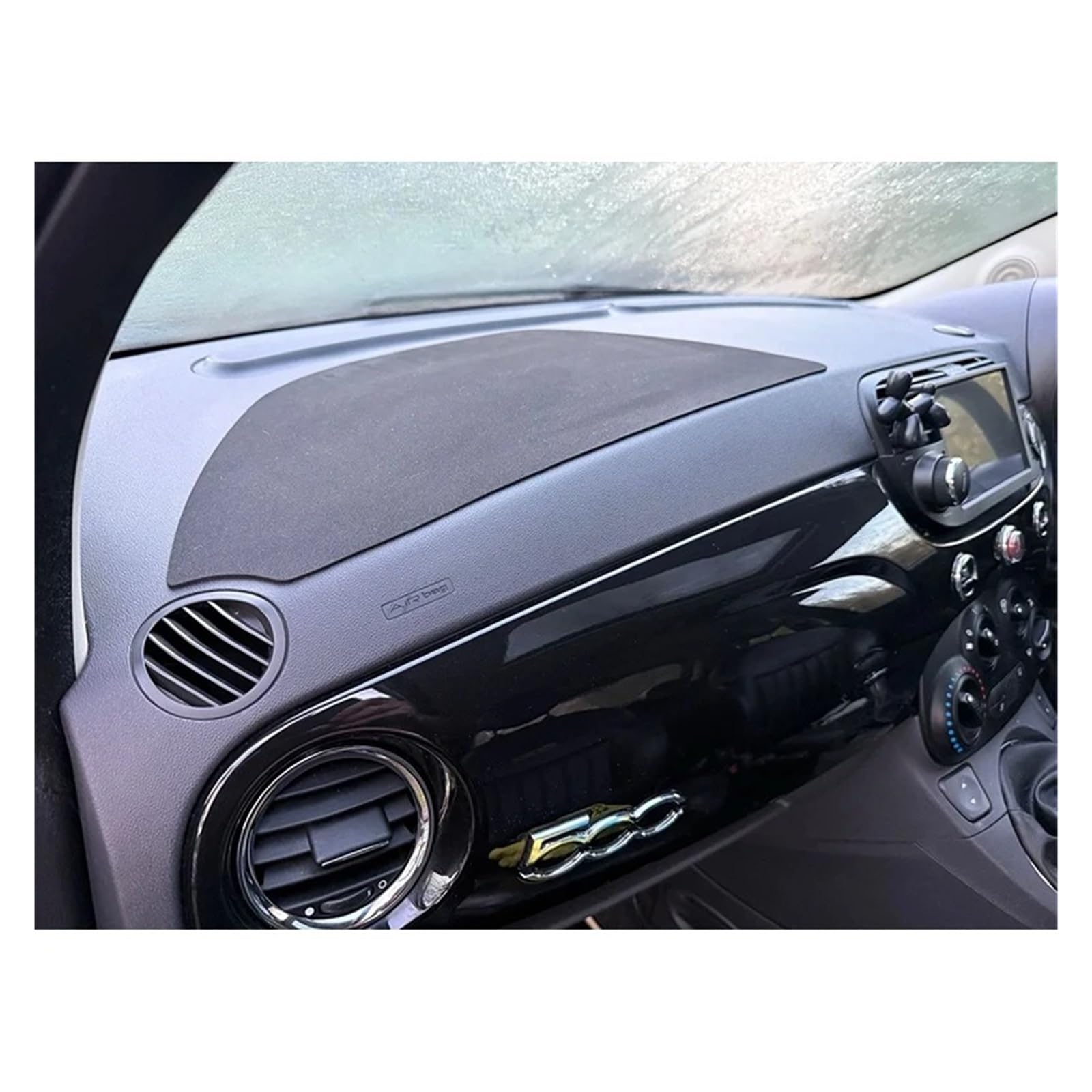 Bord Voiture Tapis De Tableau Bord Voiture Pour Fiat 500 Avec Support Adhésif Couverture D'airbag Pour Couvrir Les Imperfections Du Tapis Tableau(1PC LHD)