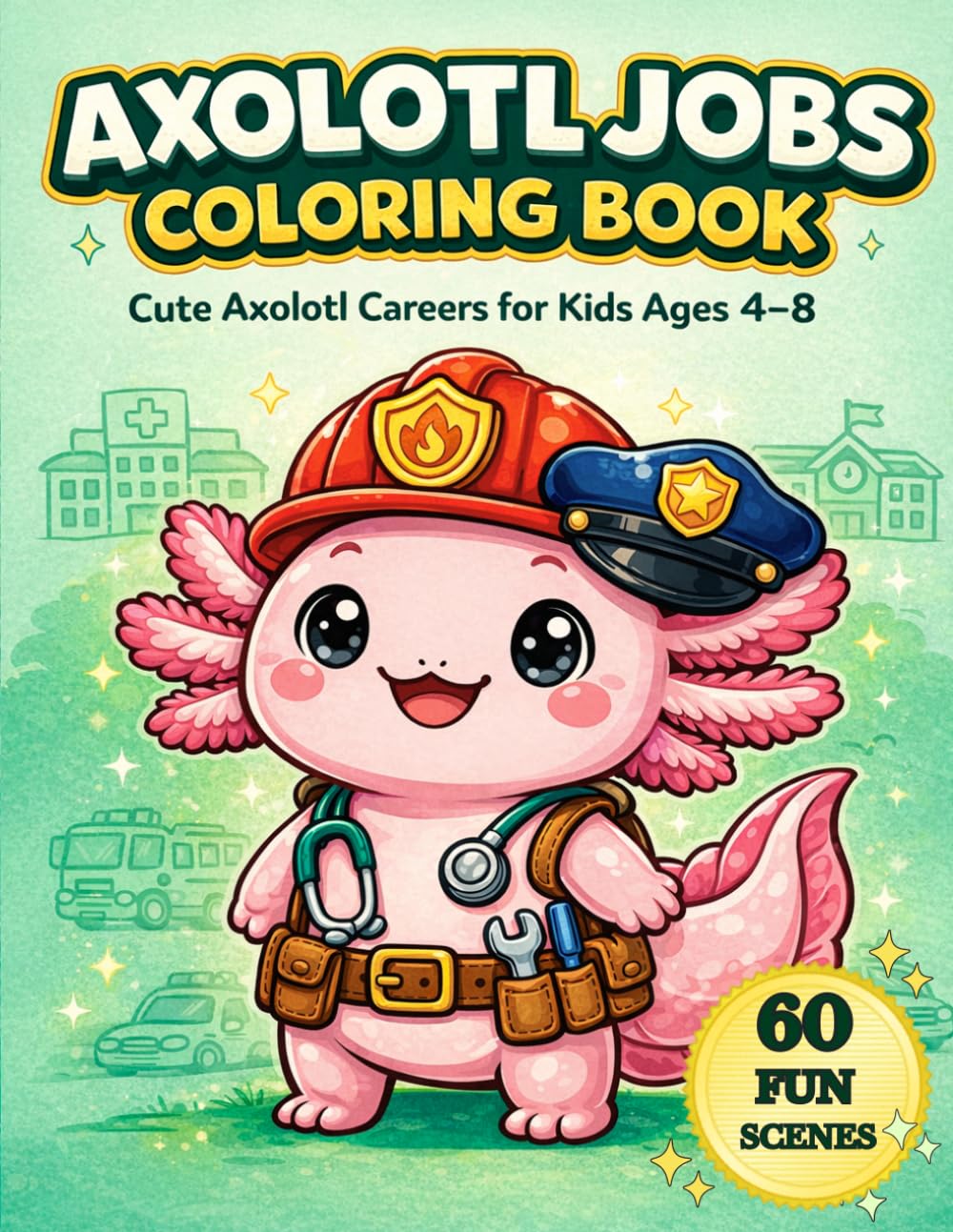 Axolotl Jobs Coloring Book for Kids: Cute Axolotl Careers for Kids Ages 4–8 | 60 Fun Job Scenes to Color (Axolotl Adventures)