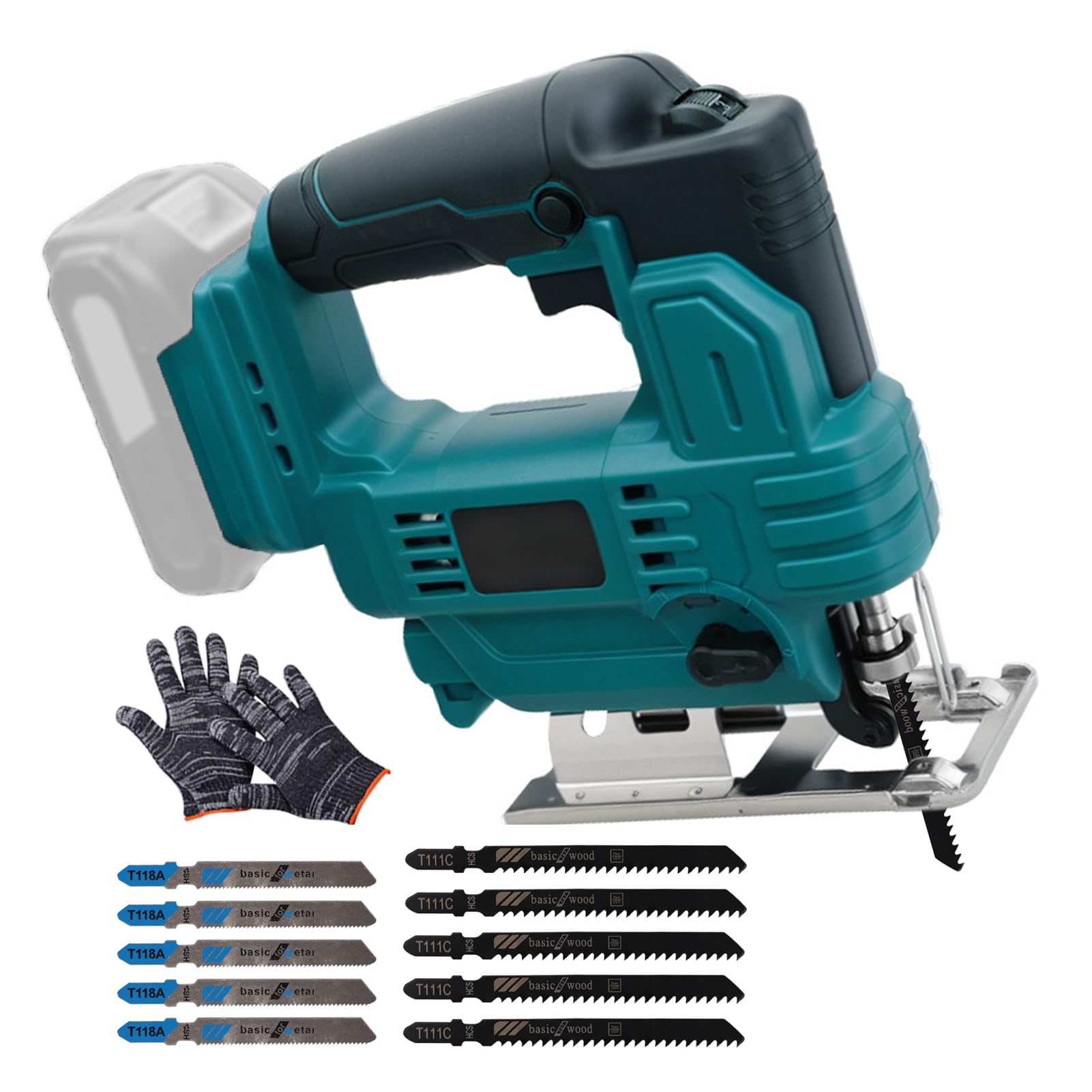 Seghetto Alternativo Compatibile con Makita 18V Batteria, Controllo Variabile a 6 Velocità, Taglio a Inclinazione da 0 a 45°, Seghetto Elettrico per Taglio Legno e Metallo (Batteria Non Inclusa)