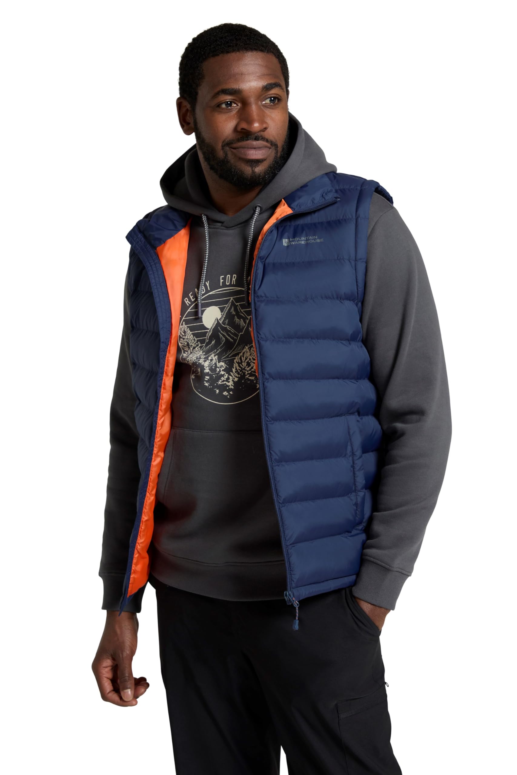 Mountain Warehouse Seasons Mens Padded Gilet - Water Resistant Gilet, Body Warmer, Lightweight Jacket, Easy to Store Coat - For Spring Summer Travelling, Walking Blue XS
