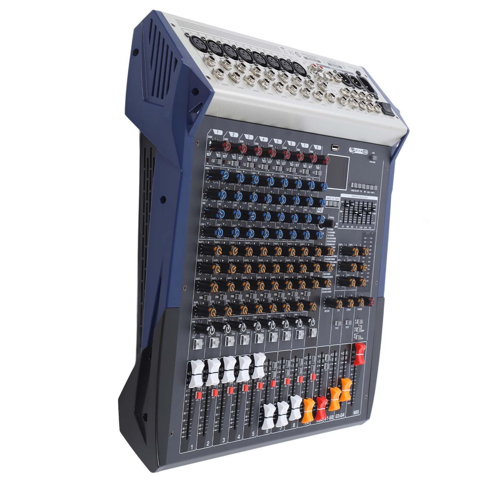 Shanrya Mixer Professionale Console di Missaggio con Ingresso MP3 USB Chip DSP Wireless a 8 per Performance sul Palco (Spina Europea)