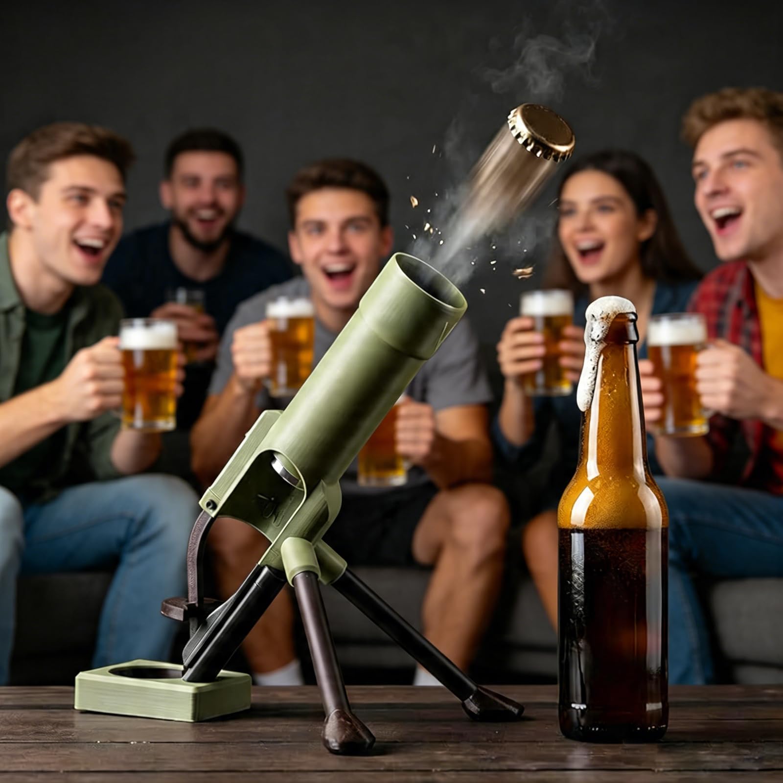 Decapsuleur Mortier, Mortier Bière avec Ressort, Mains Libres Et Effort Réduit, Pas Besoin D'appuyer, Décapsuleur De Bière pour La Maison, Les Bars Et Les Fêtes（vert）
