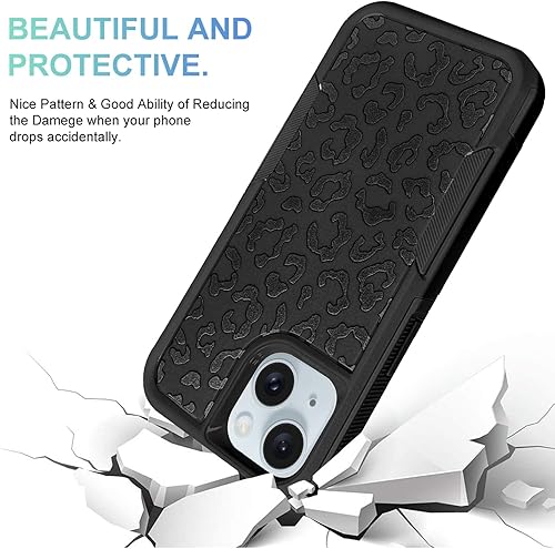 Miniatura 2 de MOWIME Funda compatible con iPhone 15 de leopardo, estampado de guepardo, a prueba de golpes, resistente, TPU duro, parte trasera de policarbonato