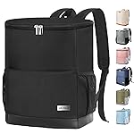 Wolka Insulated Cooler Backpack Small- Leak Proof Backpack Cooler 30 Cans, Waterproof Lightweight Cooler Bag for 12h Hot/Cold Retention - Portable Soft Cooler for Travel, Camping, Beach -Black