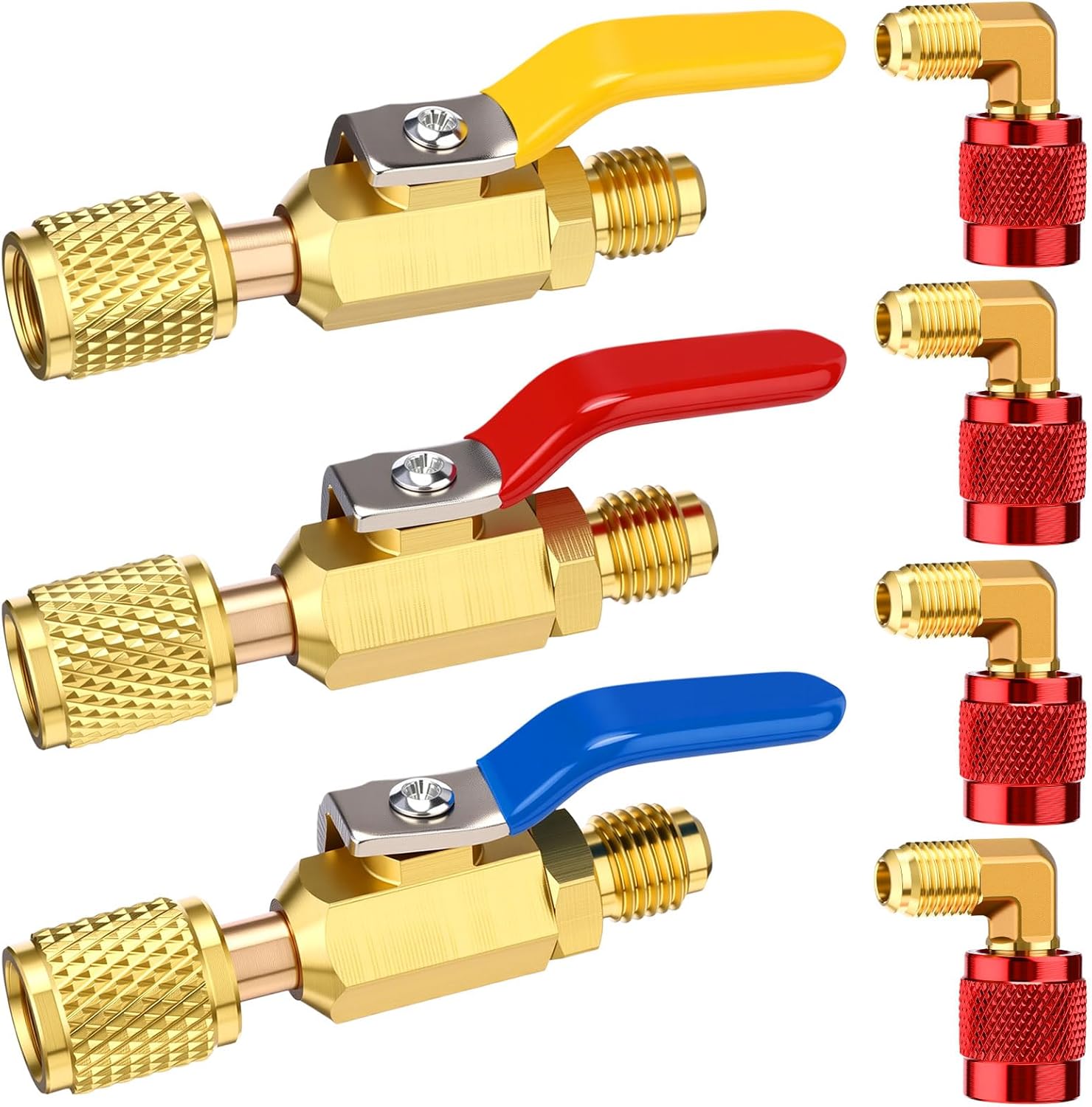 Mudder 7 Pcs Válvula de Bola Compacta para Refrigerante Aire Acondicionado 1/4"