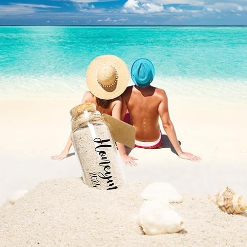 Miniatura 6 de Tarro de recuerdo de arena de luna de miel 2024, regalos románticos de luna de miel para parejas recién casadas, novia y novio, regalos de despedida