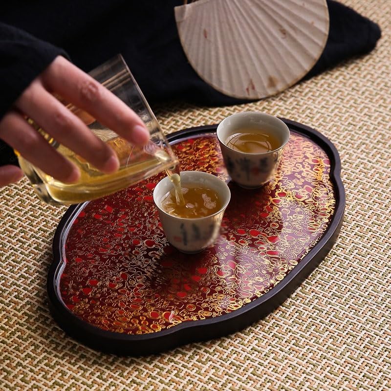 Bandejas Servir Comida Bandeja de té Laca imitación Retro Chino, Mesa pequeña for el hogar, Juego Kung Fu, Soporte for Olla, Bandeja seco Mesa Cama | Red,M