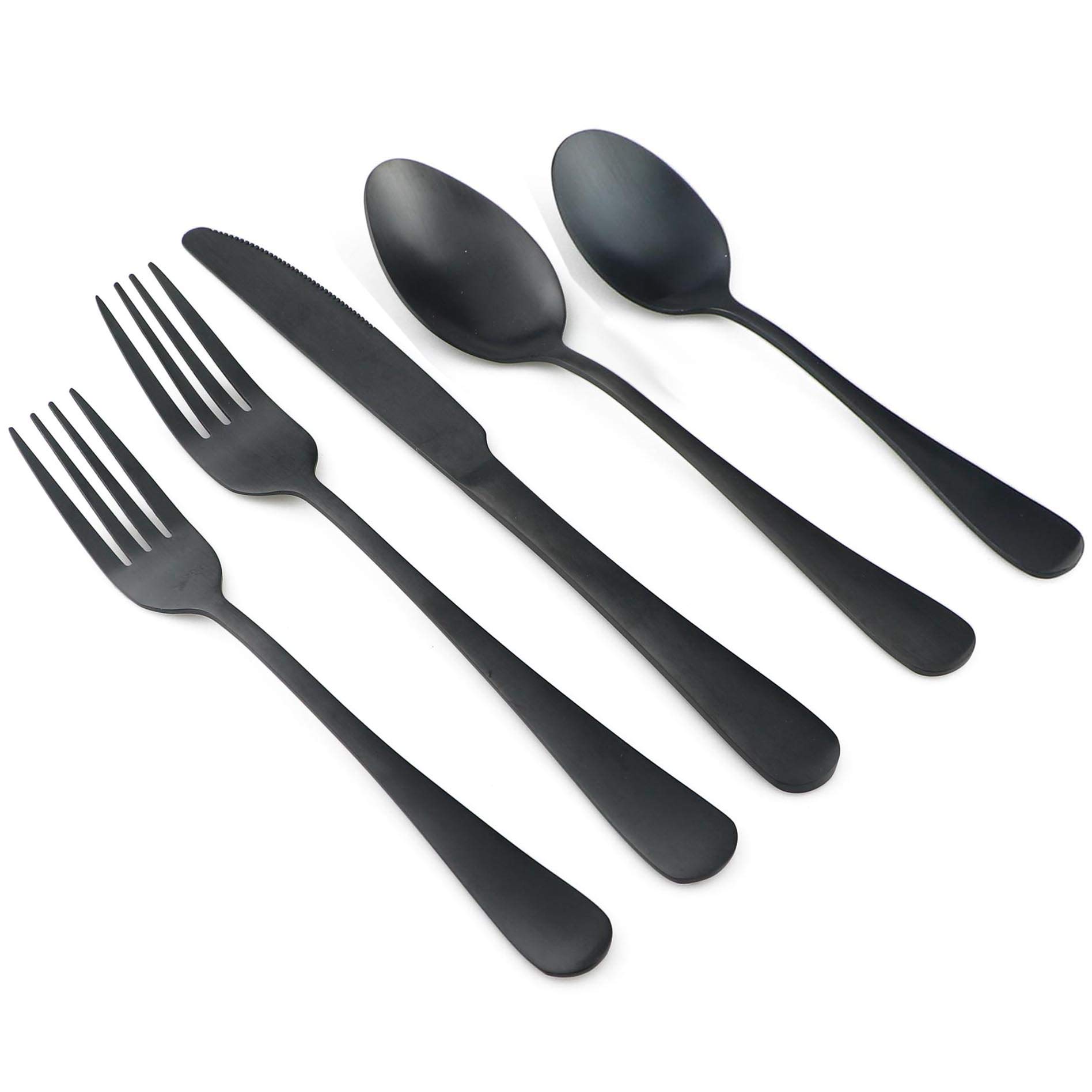 Besteck-Set, Edelstahl, matt, 20-teilig schwarz
