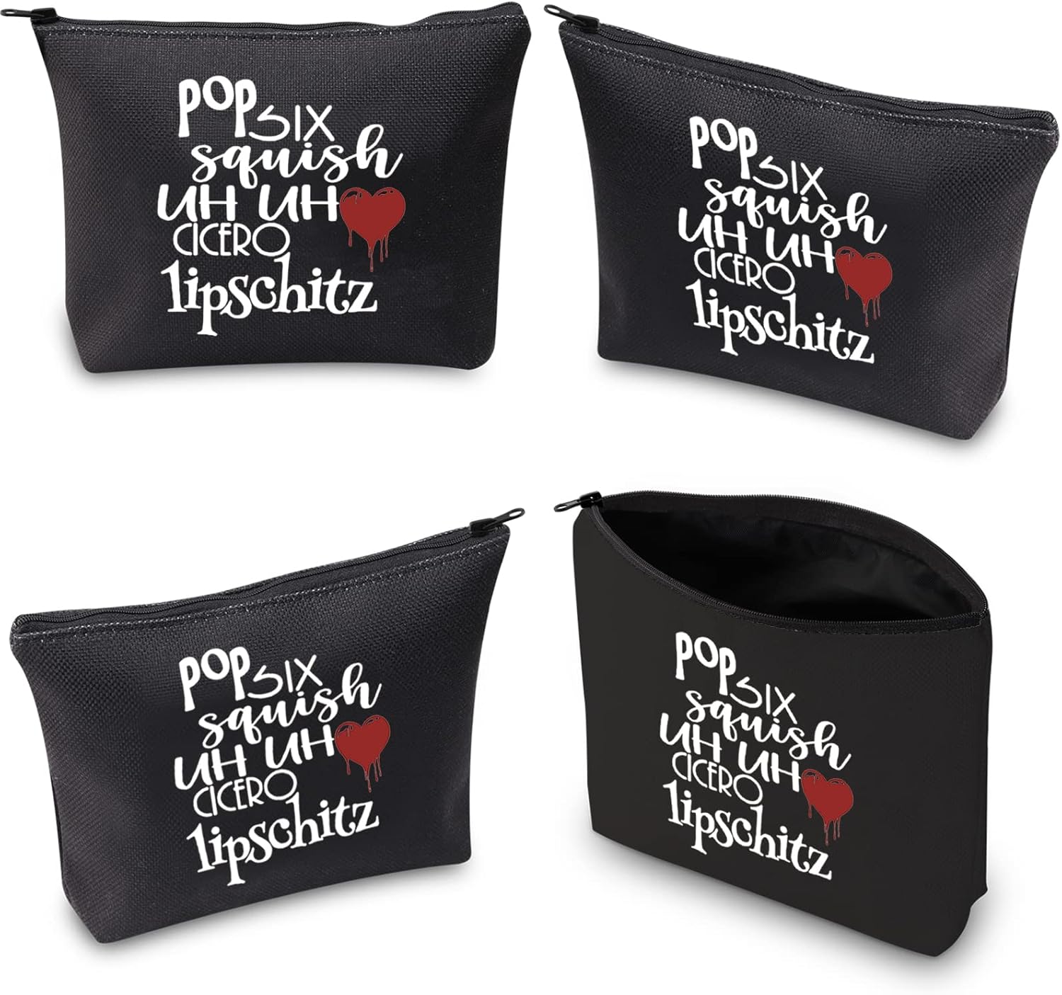 WCGXKO Chicago Musical Inspired Gift Six Squish Uh Uh Cicero Lipschitz Zipper Pouch Cosmetic Bag (POP SIX black) - Image 4