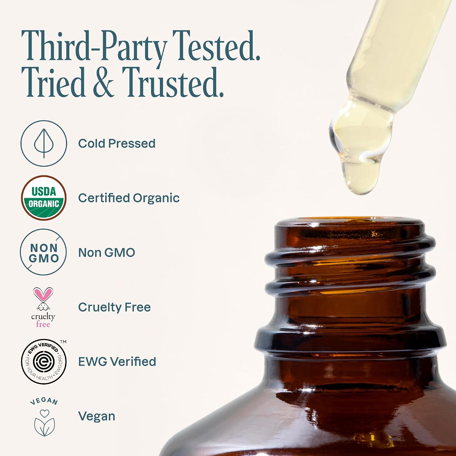 Cliganic USDA Organic Tamanu Oil, 100% Pure - For Face, Hair & Skin | Natural Cold Pressed Unrefined Hexane-Free