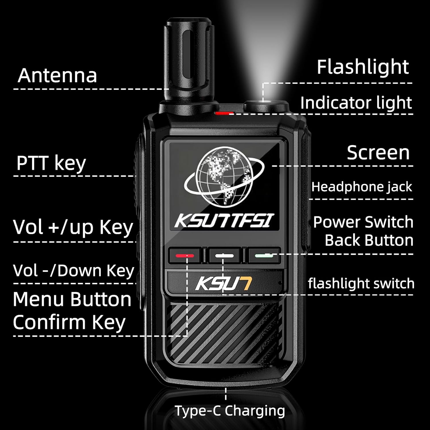 Rapid Lifetime Free Global Walkie Talkies Unlimited Range Nationwide PTT 4G LTE PoC Long Range Two Way Radios 5000 Miles Long Distance with Flashlight for Family,Outdoor,Logistics (2 Pack with SIM)