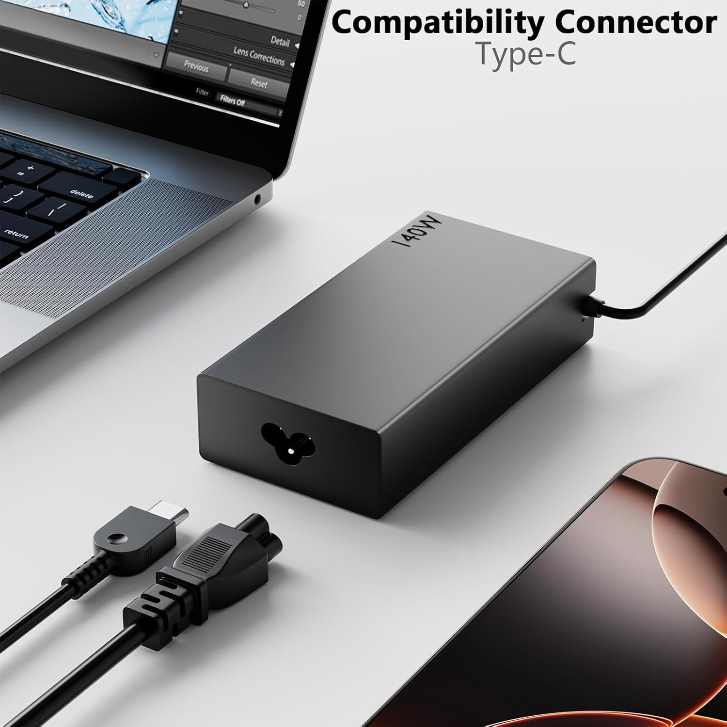 Slim Ladegerät USB Typ C 140W Kompatibel mit Lenovo ThinkPad T1g Gen 8 | für Lenovo AI P1 Gen7 Ultra 9 P16V Gen1 16 Zoll P16 Gen2 Mobile Workstation Slim Pro 7 9 Legion 9 9i 7 2-in-1 Laptop
