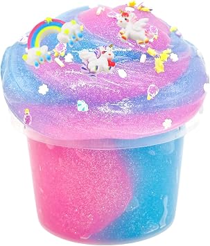 Big Bucket Premade Blue and Pink Galaxy Slime, Stretchy Non-Sticky, Sensory and Tactile Stimulation, Educational Game, Idea Stocking Stuffers Birthday Gifts Party Favors for Boys and Girls