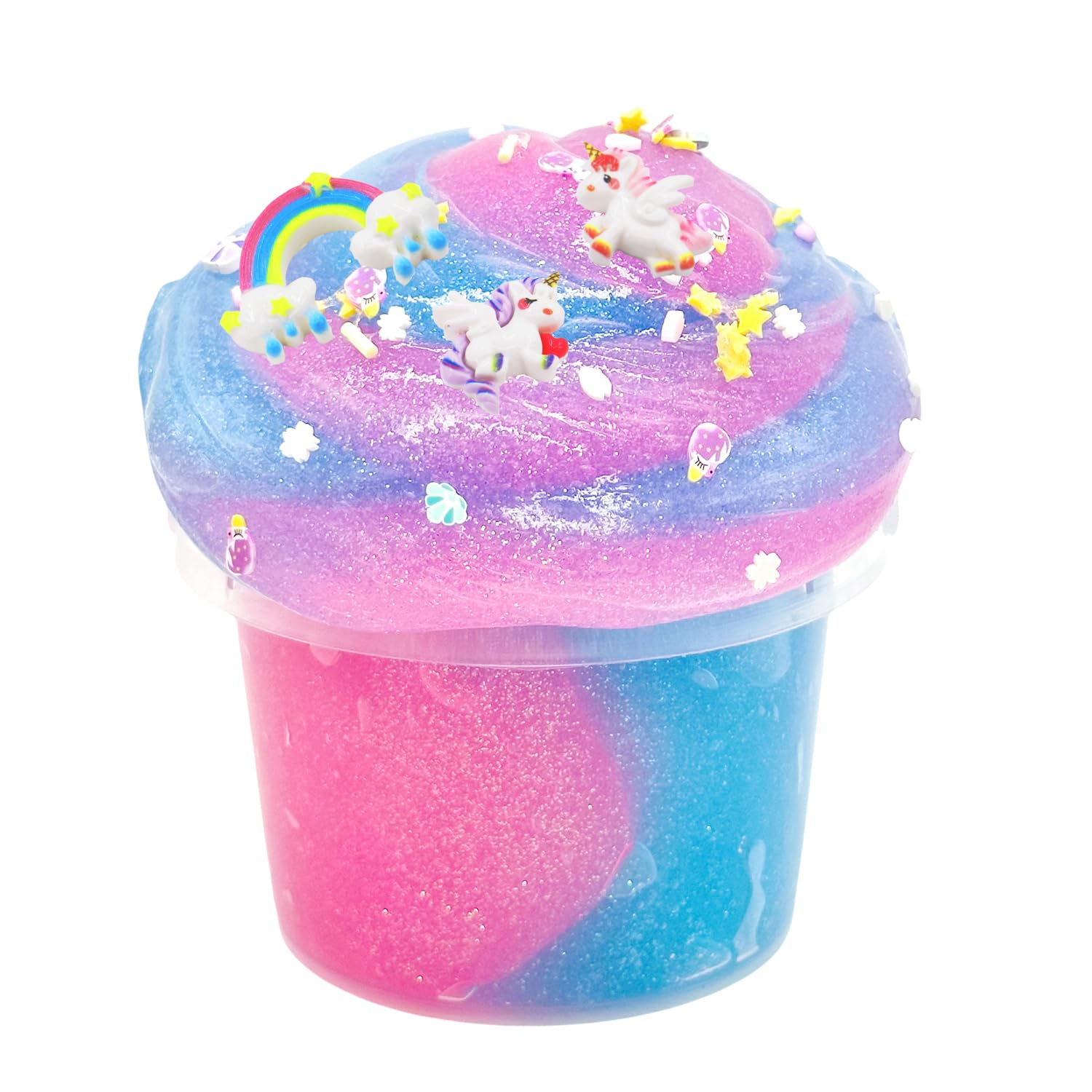 Big Bucket Premade Blue and Pink Galaxy Slime, Stretchy Non-Sticky, Sensory and Tactile Stimulation, Educational Game, Idea Stocking Stuffers Birthday Gifts Party Favors for Boys and Girls